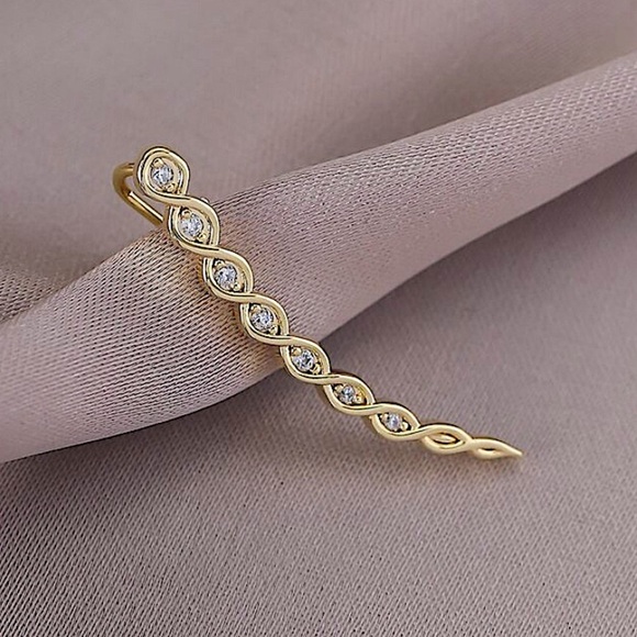 Gold Zircon Ear Climber - Picture 2 of 5